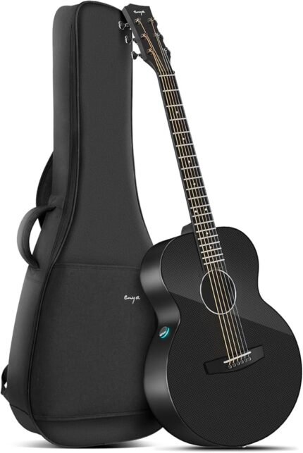 Enya Acoustic-Electric Guitar X3 Pro Mini Carbon Fiber Travel Guitar - 36" 3/4 Size with Built-in Effects & Wireless Speaker, Includes Gig Bag & Cables - Ideal for Professional & Stage Performance